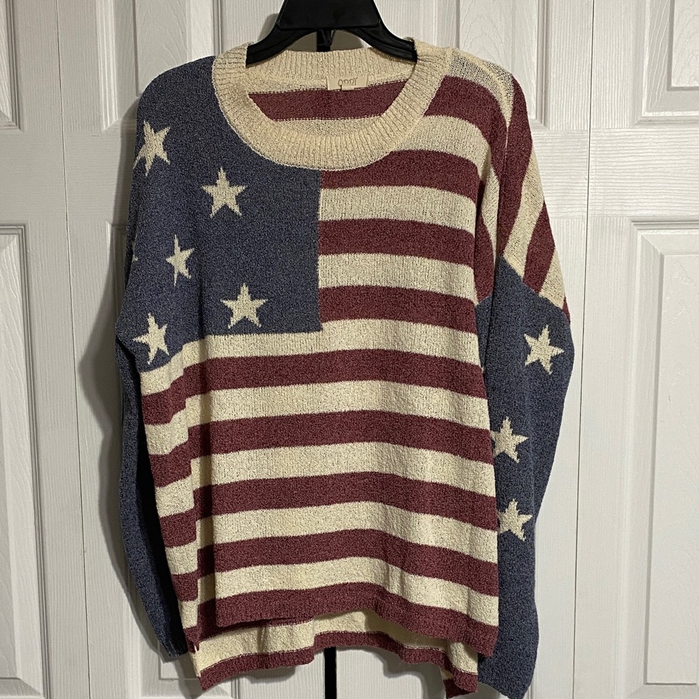 PRETTY Oddy knit star & stripe oversized sweater top shirt size M/L